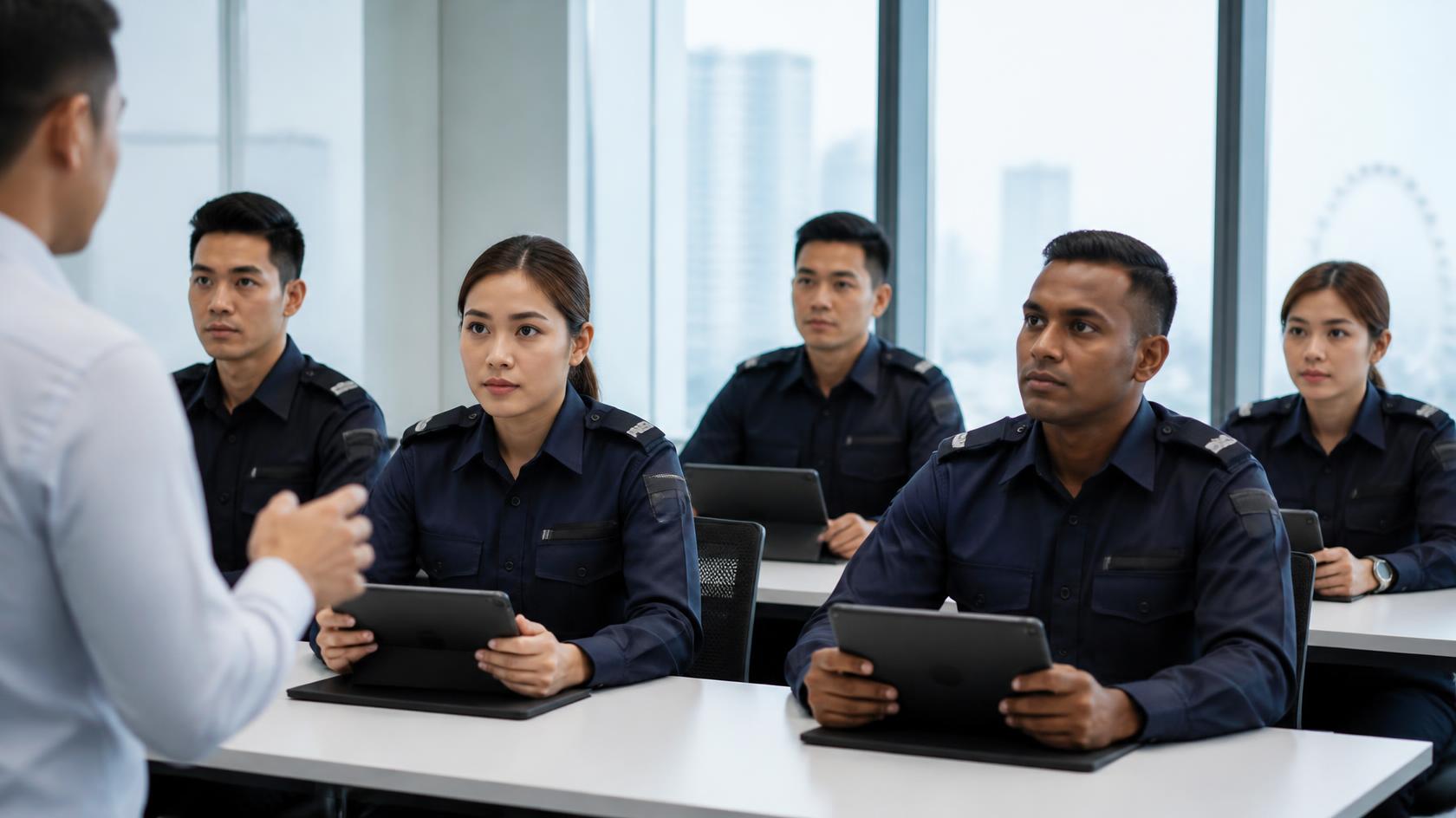 Security officers attending a skills training session