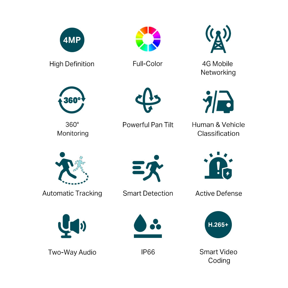 TP-Link VIGI C540-4G Outdoor 4MP Full-color Pan-Tilt Network Camera