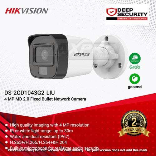 HIKVISION 4 MP Smart Hybrid Light Fixed Bullet Network Camera DS-2CD1043G2-LIU