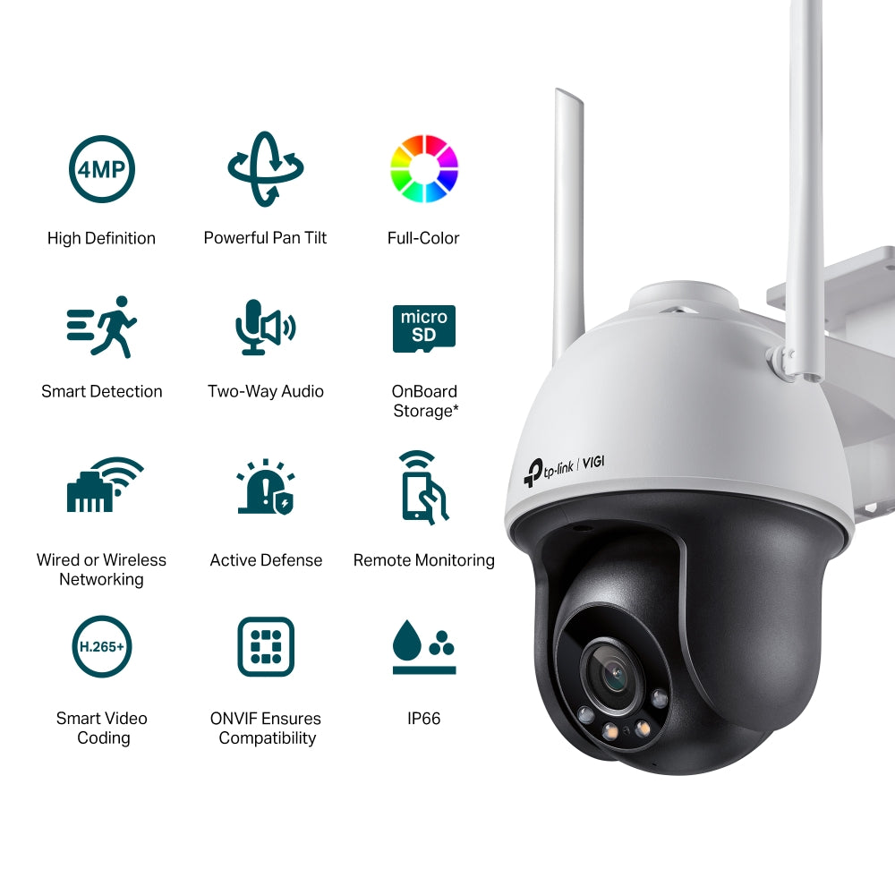 TP-Link VIGI C540-W VIGI 4MP Outdoor Full-Color Wi-fi Pan  Tilt Network Camera