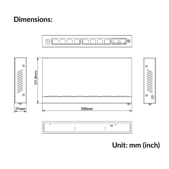 8 Ports PoE Ethernet Switch (2 Full Gigabit Uplink) | UTP3-SW08-TP120-A1