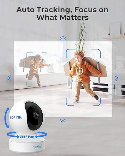 REOLINK Indoor Security Camera, 2.4/5 GHz Wi-Fi, E1 Pro 4MP HD Plug-in Pet Camera, 360 Degree Baby/Pet Monitor with Auto Tracking, Person/Pet Detection, Night Vision, 2-way Audio, Local Storage Visit the REOLINK Store====