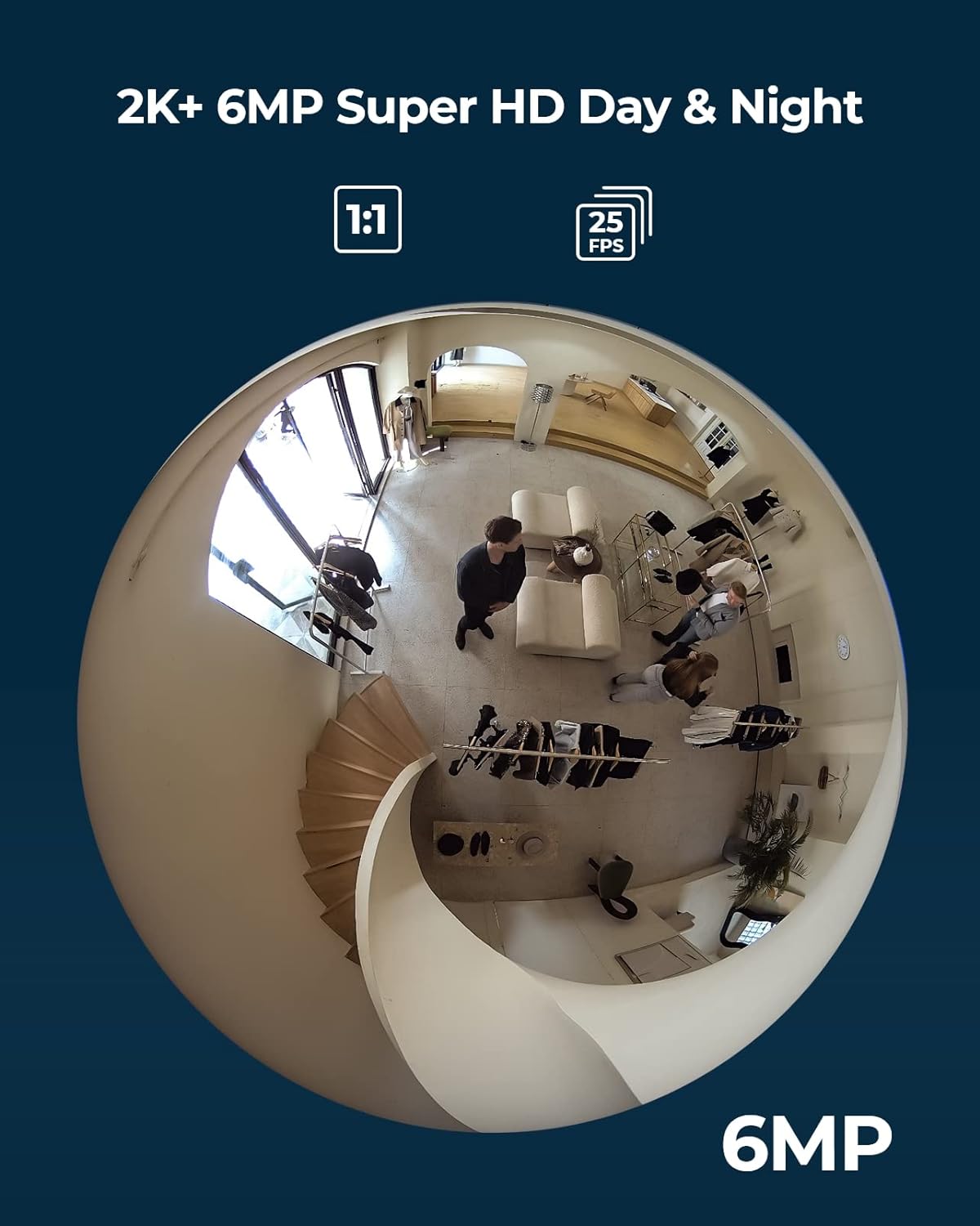 REOLINK  Fisheye Series FE-W-W 2K+ 6MP 360° Panorama WIFI  Indoor Security Camera