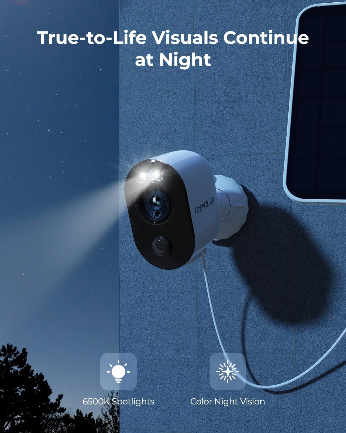 REOLINK Argus 3 Ultra, 4K Solar Security Camera, Wireless Outdoor Camera, 6W Adjustable Solar Panel, 2.4/5GHz WiFi, 8MP Color Night Vision, AI Detection, Local Storage, No Extra Fee for Home Security