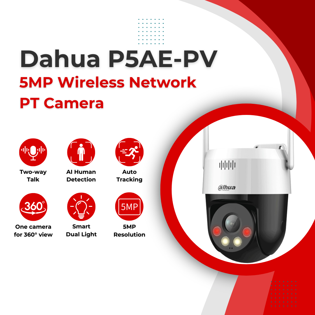 DAHUA | DH-P3AE-PV DH-P5AE-PV 3MP & 5MP Wireless Network PT Camera │ Human & Vehicle Detection │Sound & Light Alarm │Water Proof