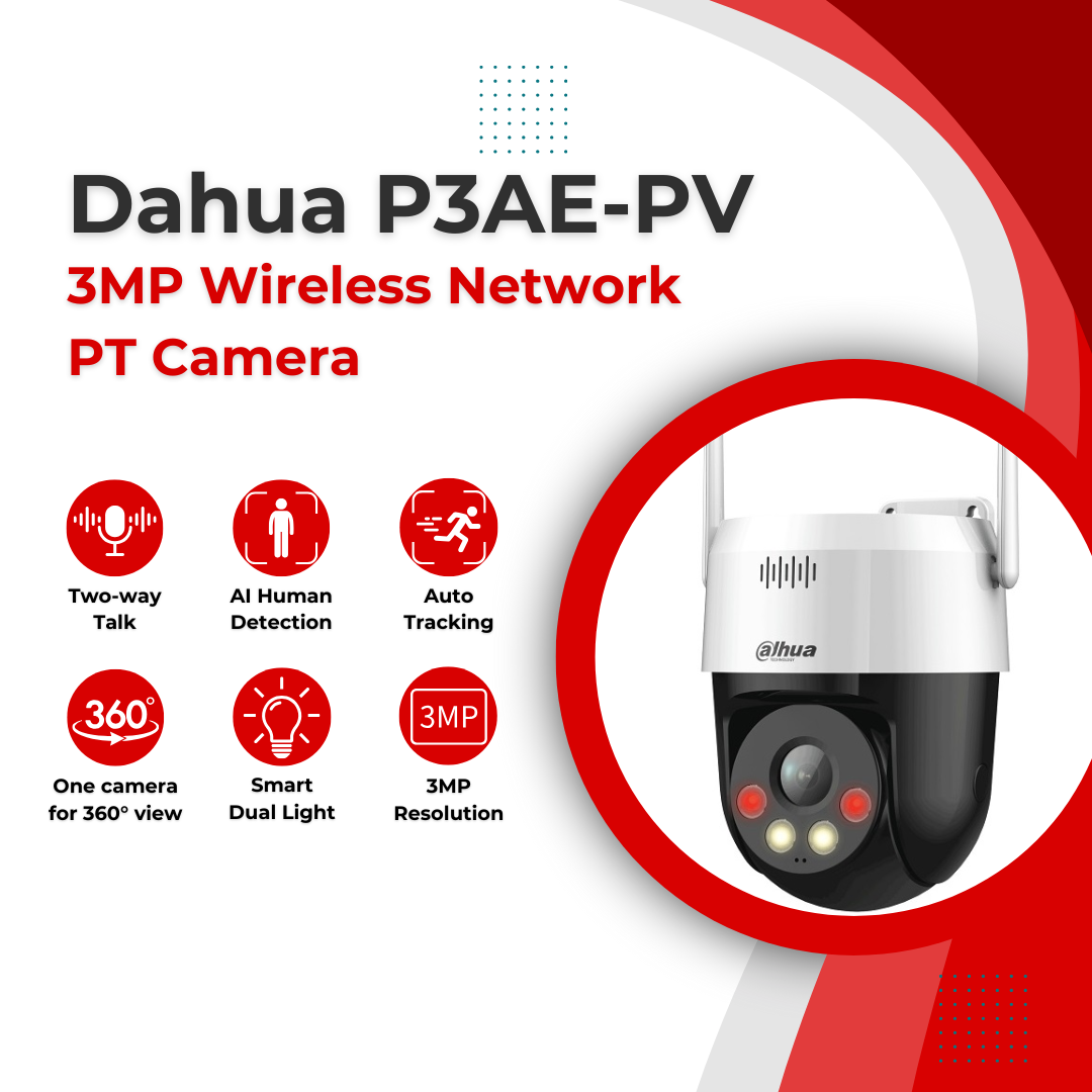 DAHUA | DH-P3AE-PV DH-P5AE-PV 3MP & 5MP Wireless Network PT Camera │ Human & Vehicle Detection │Sound & Light Alarm │Water Proof