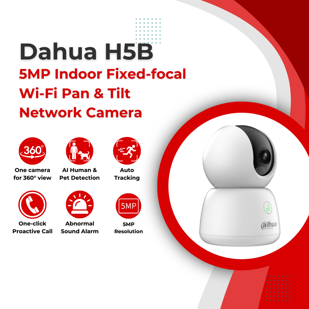 DAHUA | DH-H3B-H5B 3MP & 5MP Indoor Fixed-focal WiFi Pan & Tilt Network Camera │Human & Pet Detection │Sound alarm │Night vision