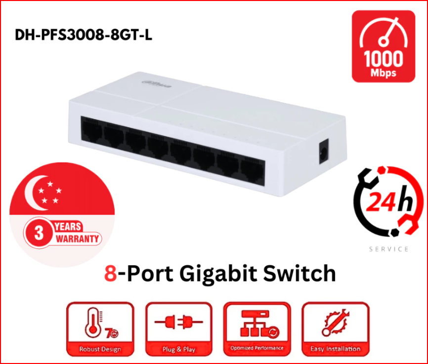 Dahua 5-Port & 8Port Unmanaged Desktop Gigabit Ethernet Switch DH-PFS3005-5GT-L/ DH-PFS3008-8GT-L | 5-port gigabit
