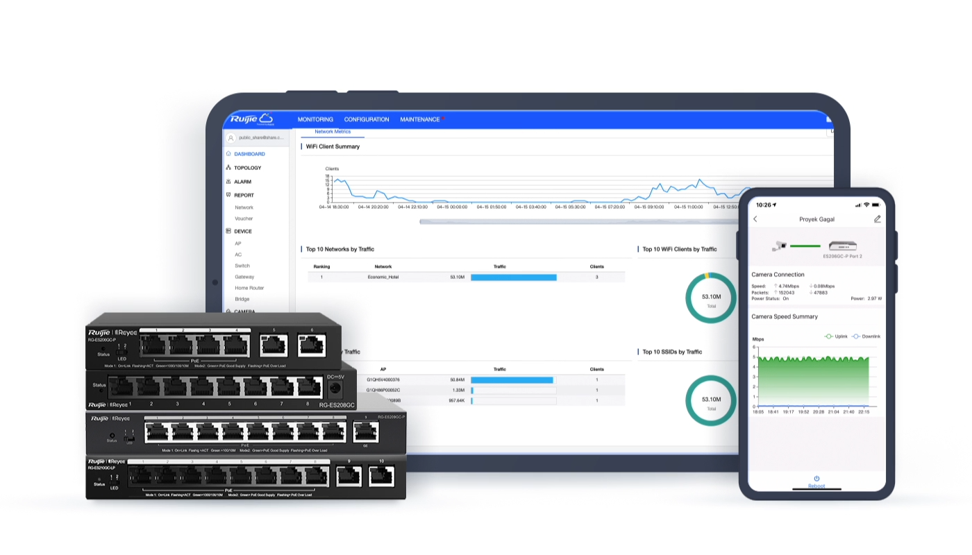 RG-ES205GC-P, 5-Port Gigabit Smart Cloud Mananged PoE Switch