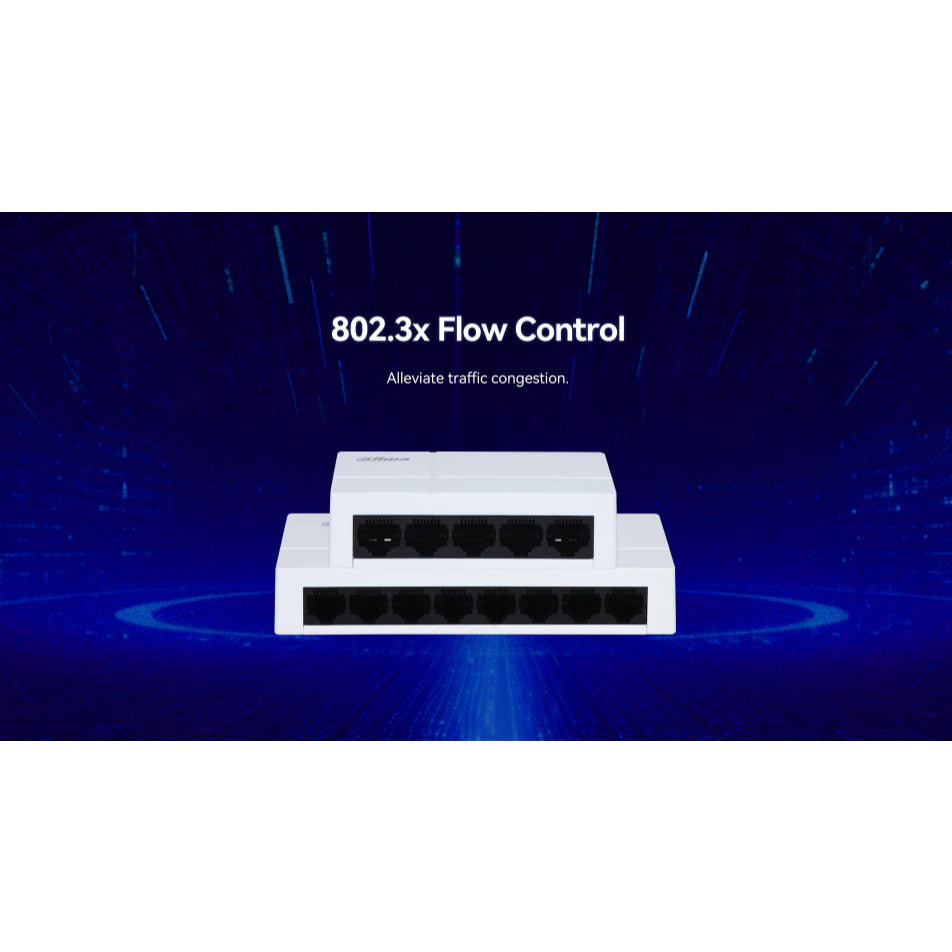 Dahua 5-Port & 8Port Unmanaged Desktop Gigabit Ethernet Switch DH-PFS3005-5GT-L/ DH-PFS3008-8GT-L | 5-port gigabit