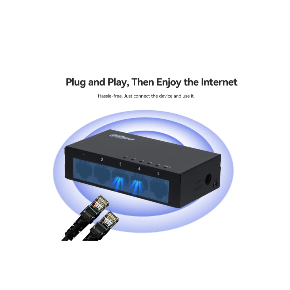 Dahua 5-Port & 8Port Unmanaged Desktop Gigabit Ethernet Switch DH-PFS3005-5GT-L/ DH-PFS3008-8GT-L | 5-port gigabit
