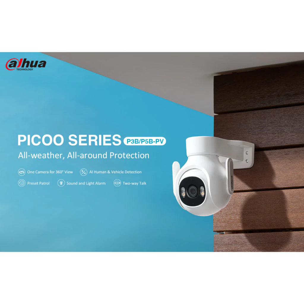 Dahua | 3MP Outdoor Fixed-focal Wi-Fi Pan & Tilt Network Camera DH-P3B-PV | P3B-PV smart camera