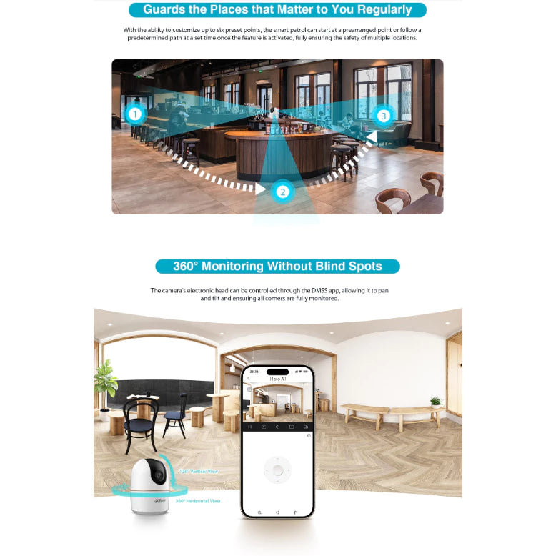 DAHUA | Hero Series 3MP & 5MP Indoor Fixed-Focal Wi-Fi Pan & Tilt Network Camera H5A