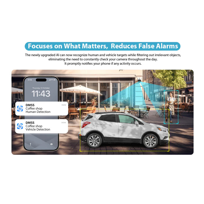 DAHUA | DH-P3AE-PV DH-P5AE-PV 3MP & 5MP Wireless Network PT Camera │ Human & Vehicle Detection │Sound & Light Alarm │Water Proof