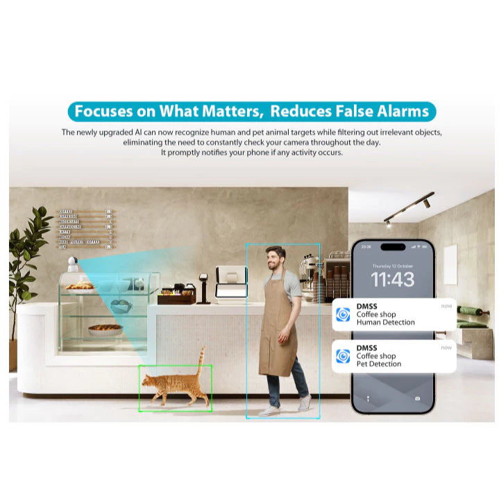 DAHUA | DH-H3B-H5B 3MP & 5MP Indoor Fixed-focal WiFi Pan & Tilt Network Camera │Human & Pet Detection │Sound alarm │Night vision